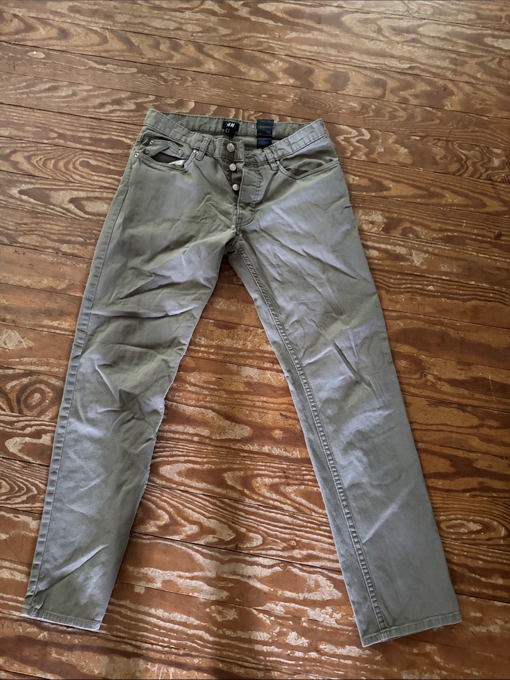 H&M Slim Fit Olive Green Jeans